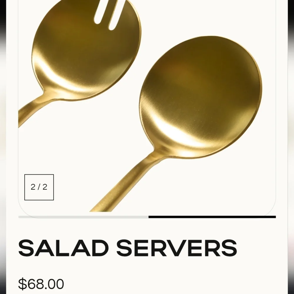 Taja Collection Salad Server Gold Serving Utensils